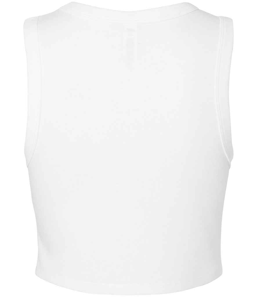 Bella Ladies Micro Rib Muscle Crop Tank Top | Solid White Blend