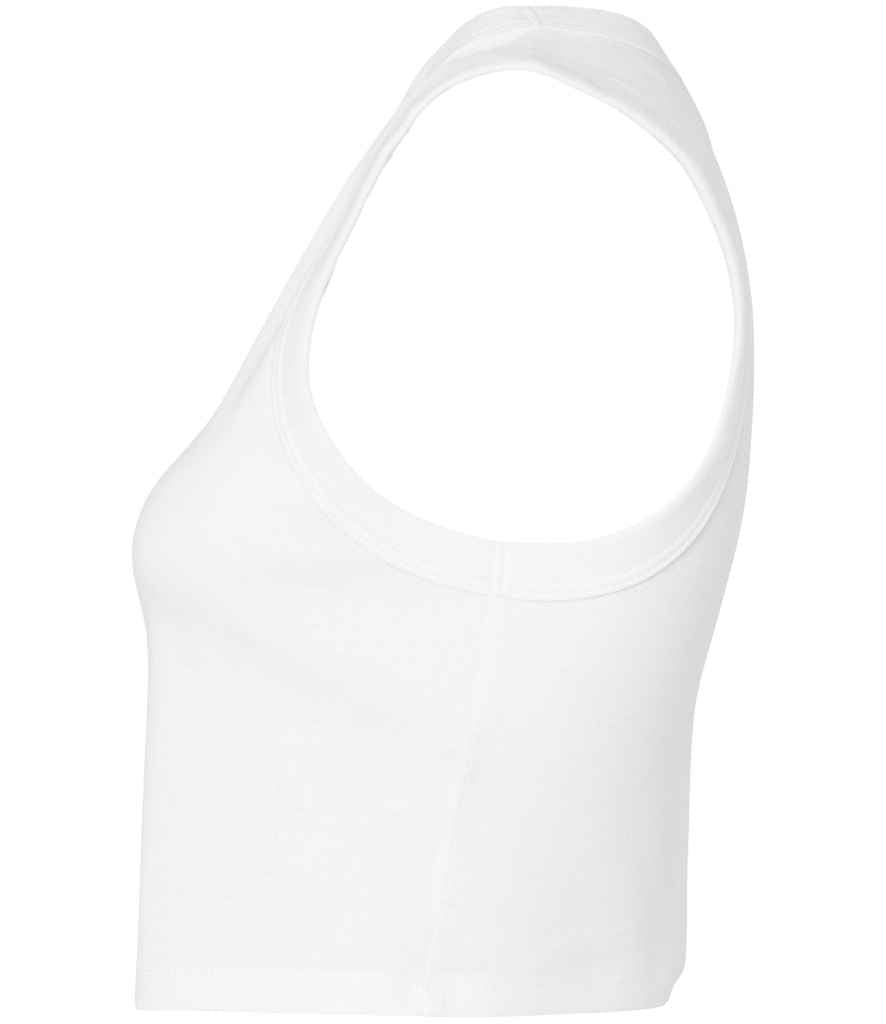 Bella Ladies Micro Rib Muscle Crop Tank Top | Solid White Blend