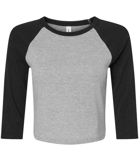 Bella Ladies Micro Rib 3/4 Raglan Baby T-Shirt | Athletic Heather/Black