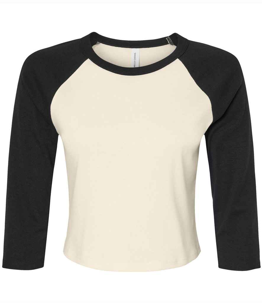 Bella Ladies Micro Rib 3/4 Raglan Baby T-Shirt | Natural/Black