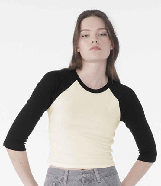 Bella Ladies Micro Rib 3/4 Raglan Baby T-Shirt | Natural/Black