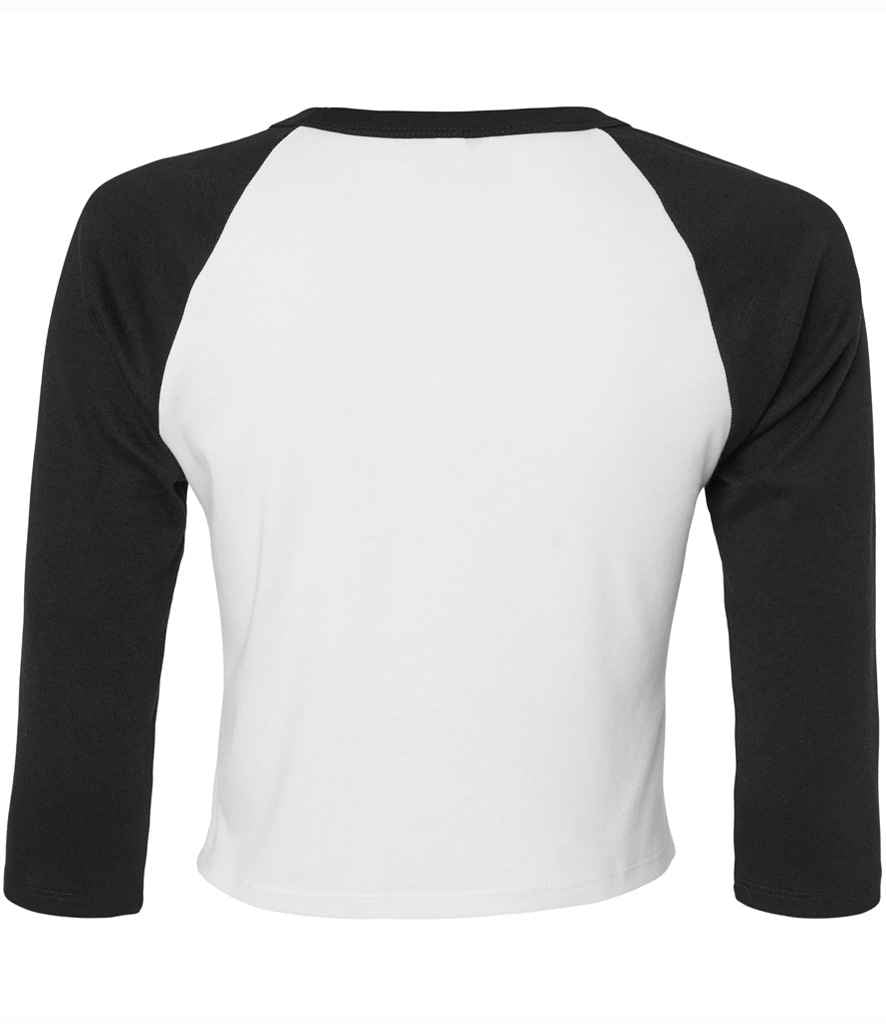 Bella Ladies Micro Rib 3/4 Raglan Baby T-Shirt | White/Black