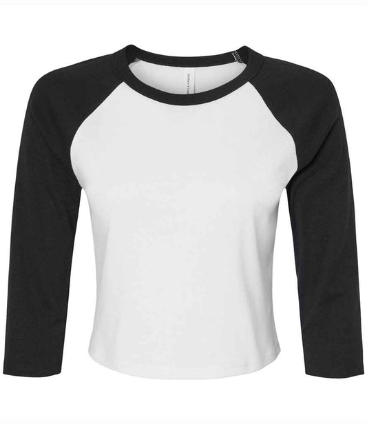 Bella Ladies Micro Rib 3/4 Raglan Baby T-Shirt | White/Black