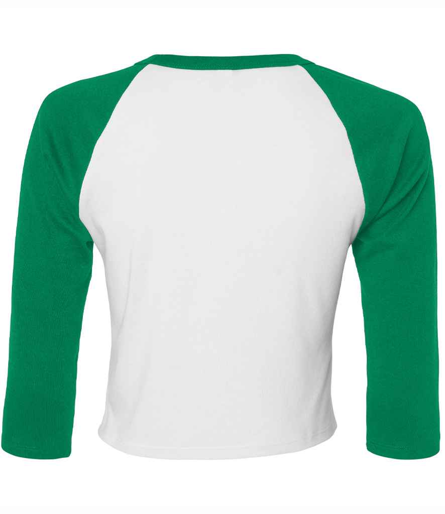 Bella Ladies Micro Rib 3/4 Raglan Baby T-Shirt | White/Kelly Green