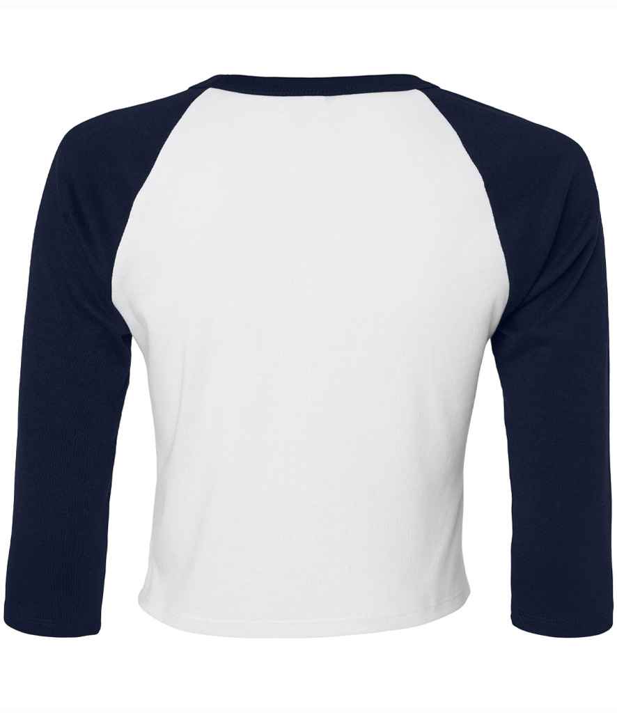 Bella Ladies Micro Rib 3/4 Raglan Baby T-Shirt | White/Navy