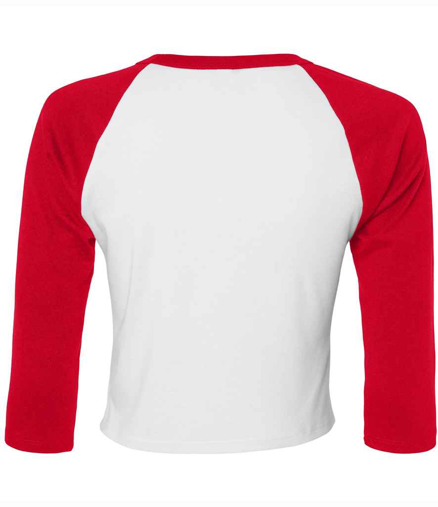 Bella Ladies Micro Rib 3/4 Raglan Baby T-Shirt | White/Red