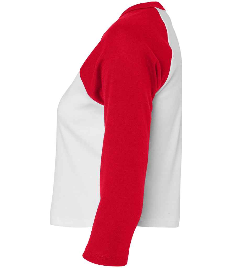 Bella Ladies Micro Rib 3/4 Raglan Baby T-Shirt | White/Red