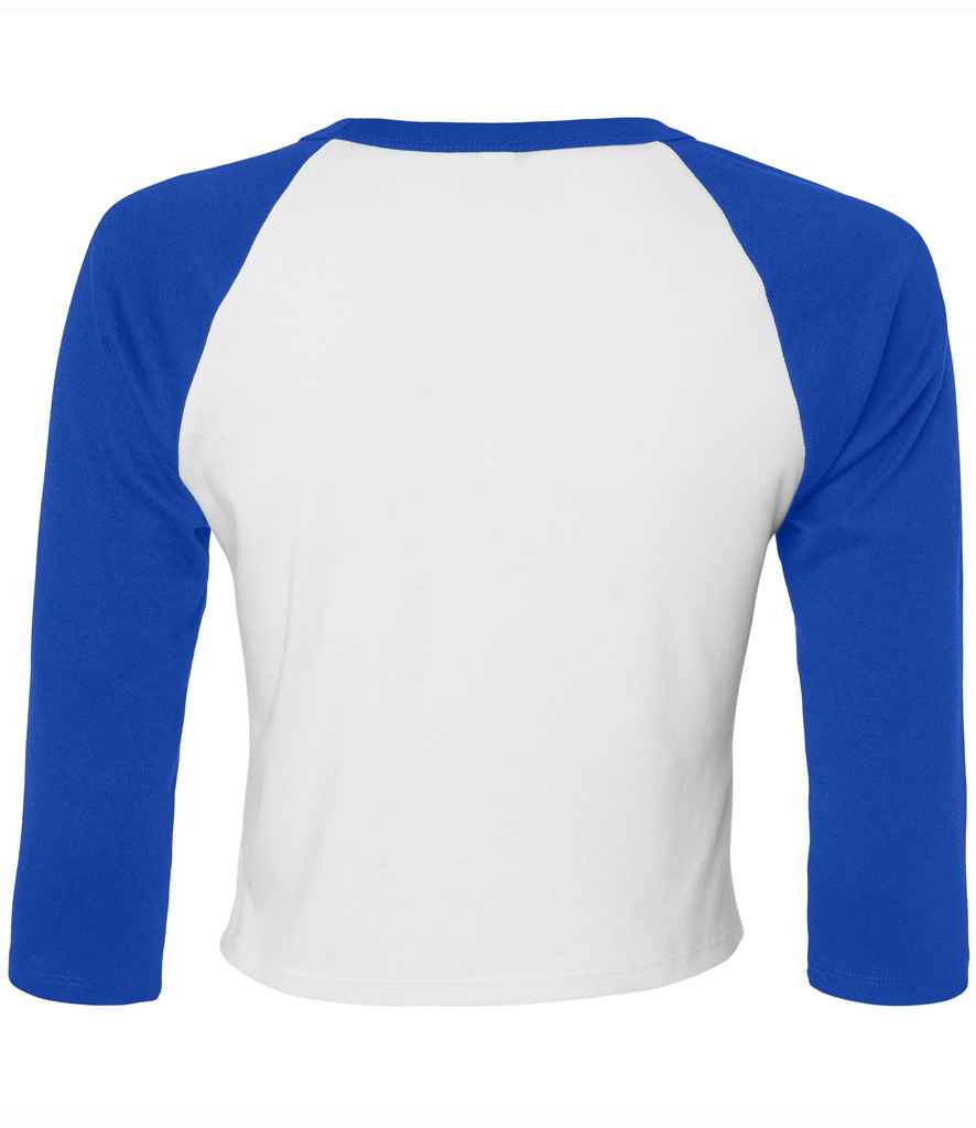 Bella Ladies Micro Rib 3/4 Raglan Baby T-Shirt | White/Royal Blue