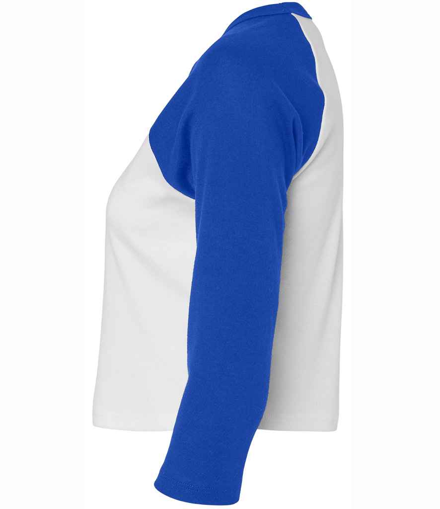 Bella Ladies Micro Rib 3/4 Raglan Baby T-Shirt | White/Royal Blue