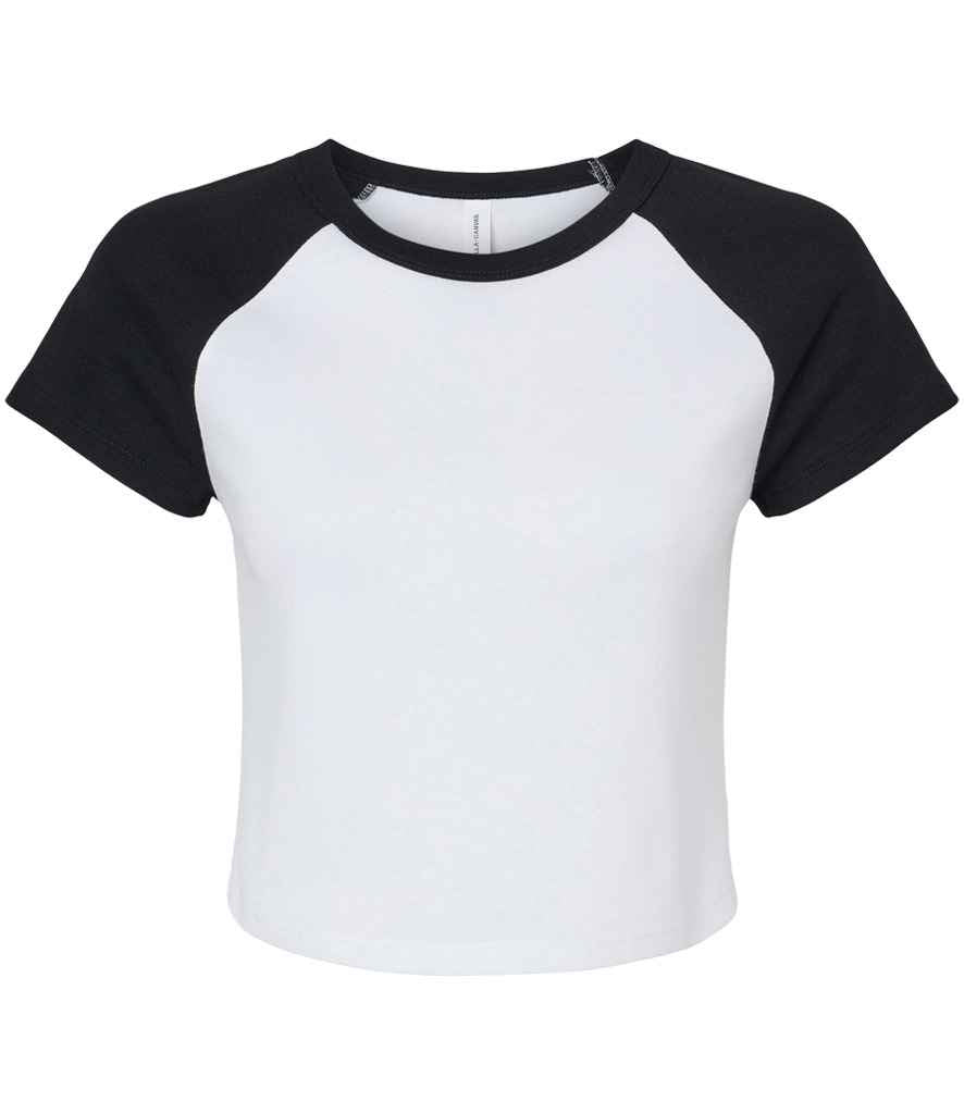 Bella Ladies Micro Rib Raglan Baby T-Shirt | White/Black