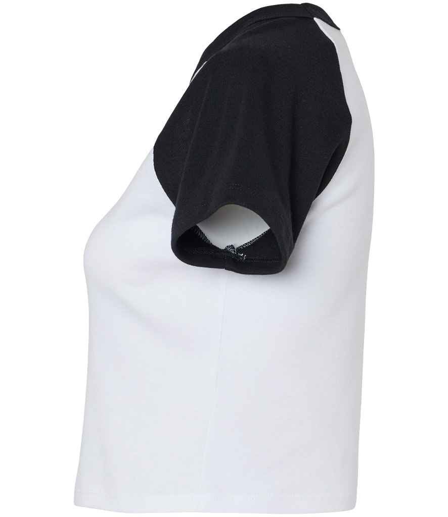Bella Ladies Micro Rib Raglan Baby T-Shirt | White/Black