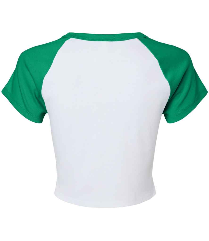 Bella Ladies Micro Rib Raglan Baby T-Shirt | White/Kelly Green