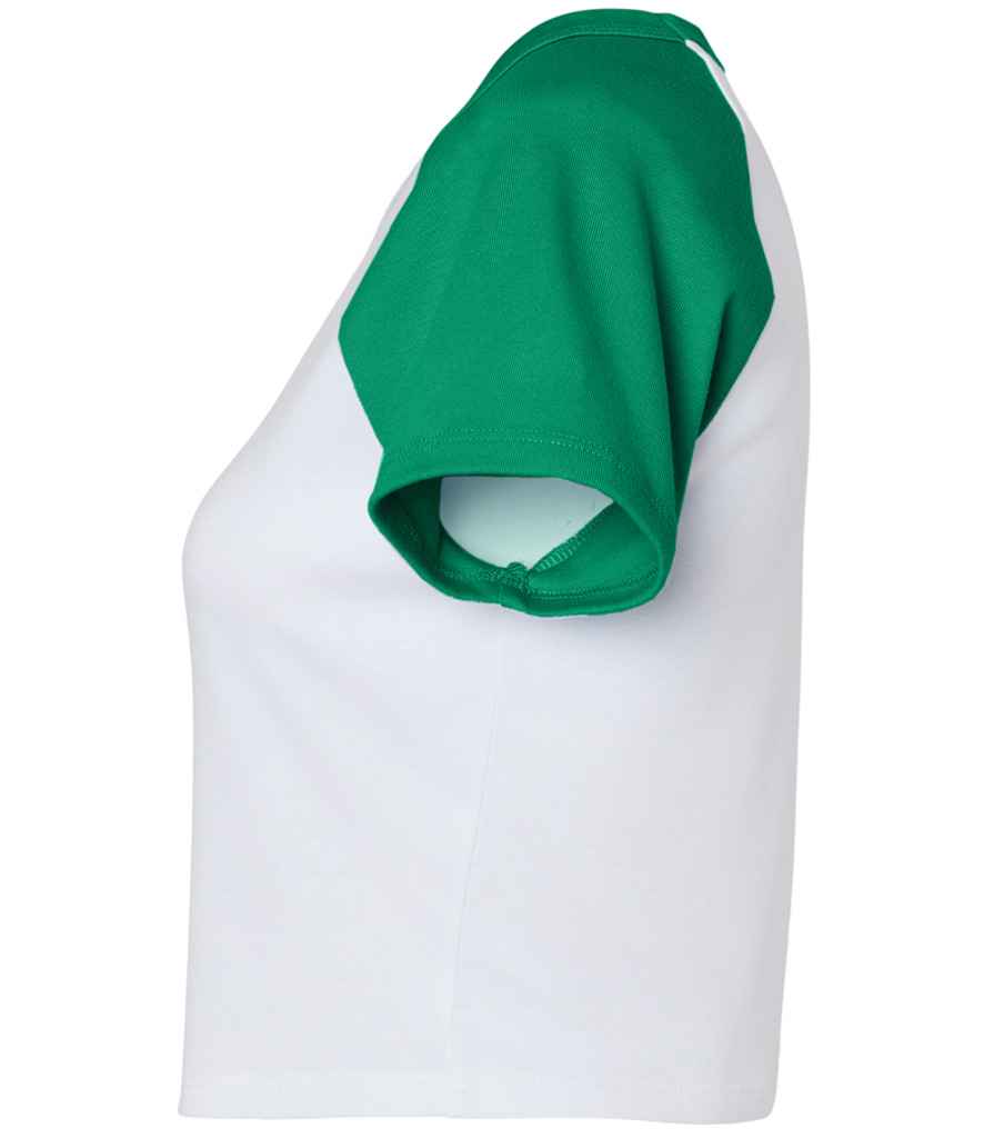 Bella Ladies Micro Rib Raglan Baby T-Shirt | White/Kelly Green