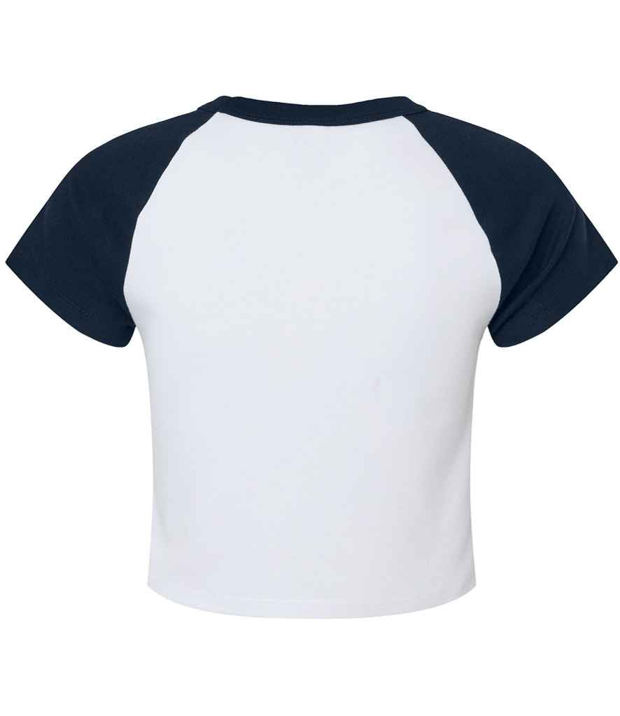 Bella Ladies Micro Rib Raglan Baby T-Shirt | White/Navy