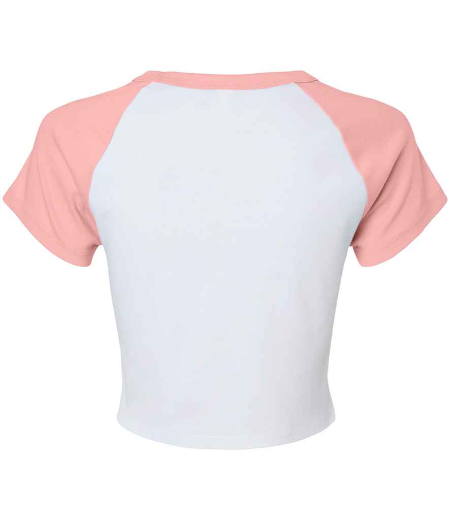 Bella Ladies Micro Rib Raglan Baby T-Shirt | White/Pink