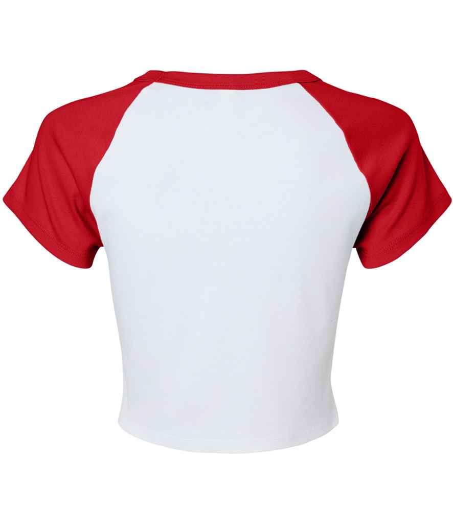 Bella Ladies Micro Rib Raglan Baby T-Shirt | White/Red