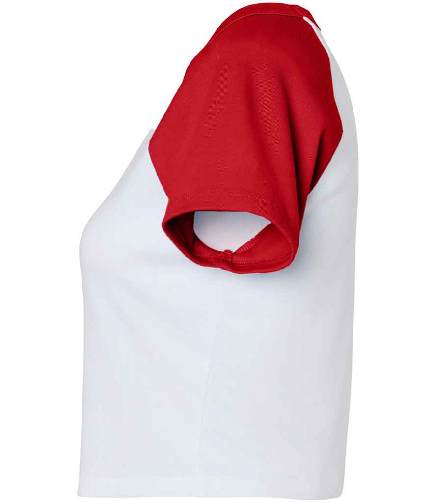 Bella Ladies Micro Rib Raglan Baby T-Shirt | White/Red
