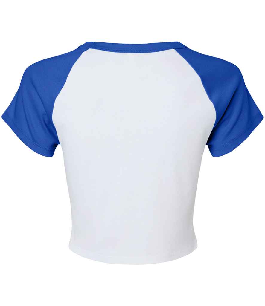Bella Ladies Micro Rib Raglan Baby T-Shirt | White/Royal Blue