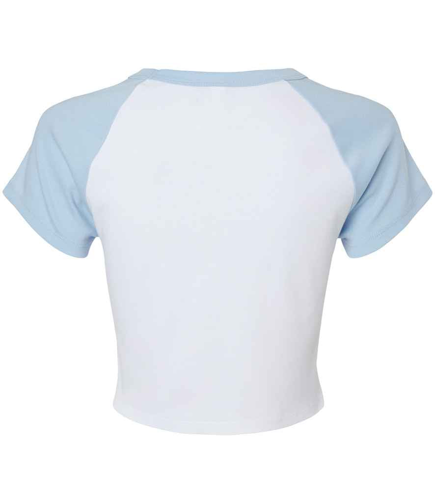 Bella Ladies Micro Rib Raglan Baby T-Shirt | White/Baby Blue