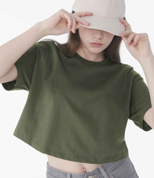Bella Ladies Jersey Cropped T-Shirt | Military Green