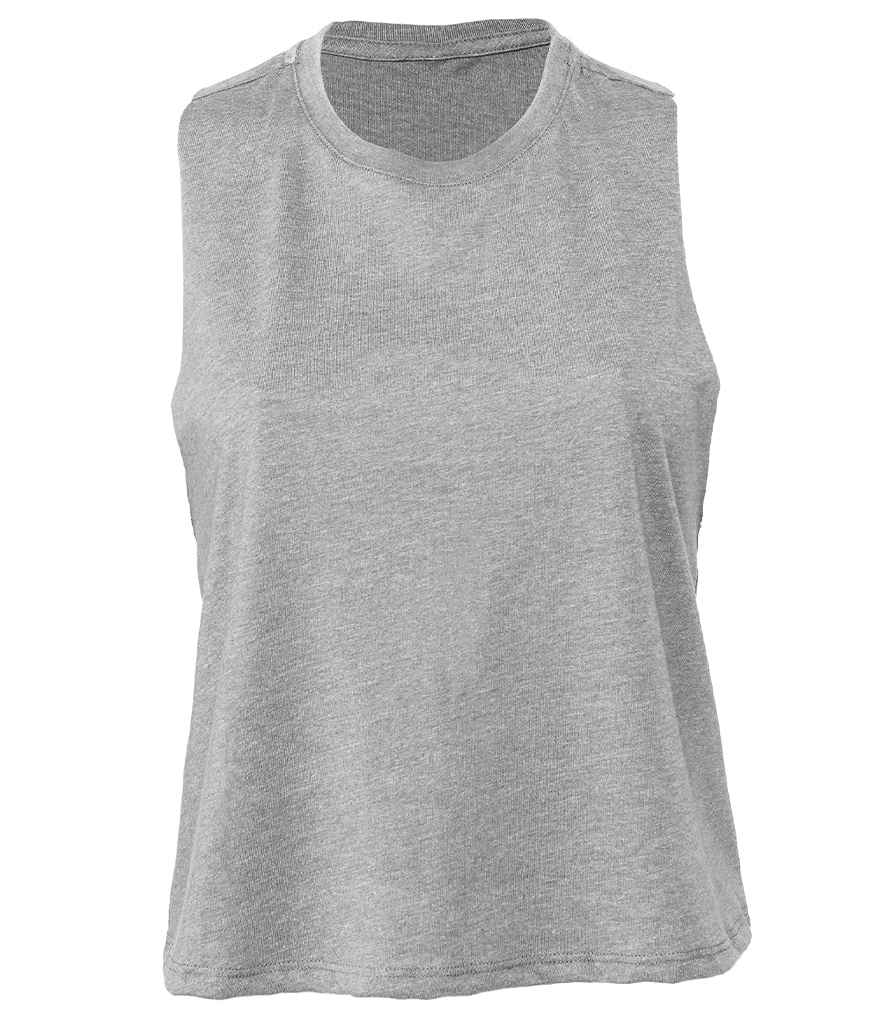 Bella Ladies Racer Back Cropped Tank Top | Athletic Heather