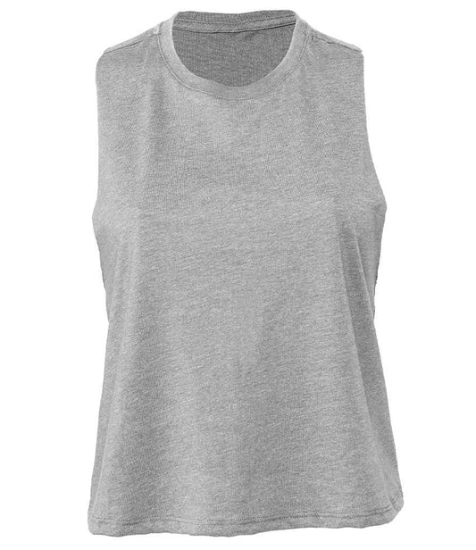 Bella Ladies Racer Back Cropped Tank Top | Athletic Heather