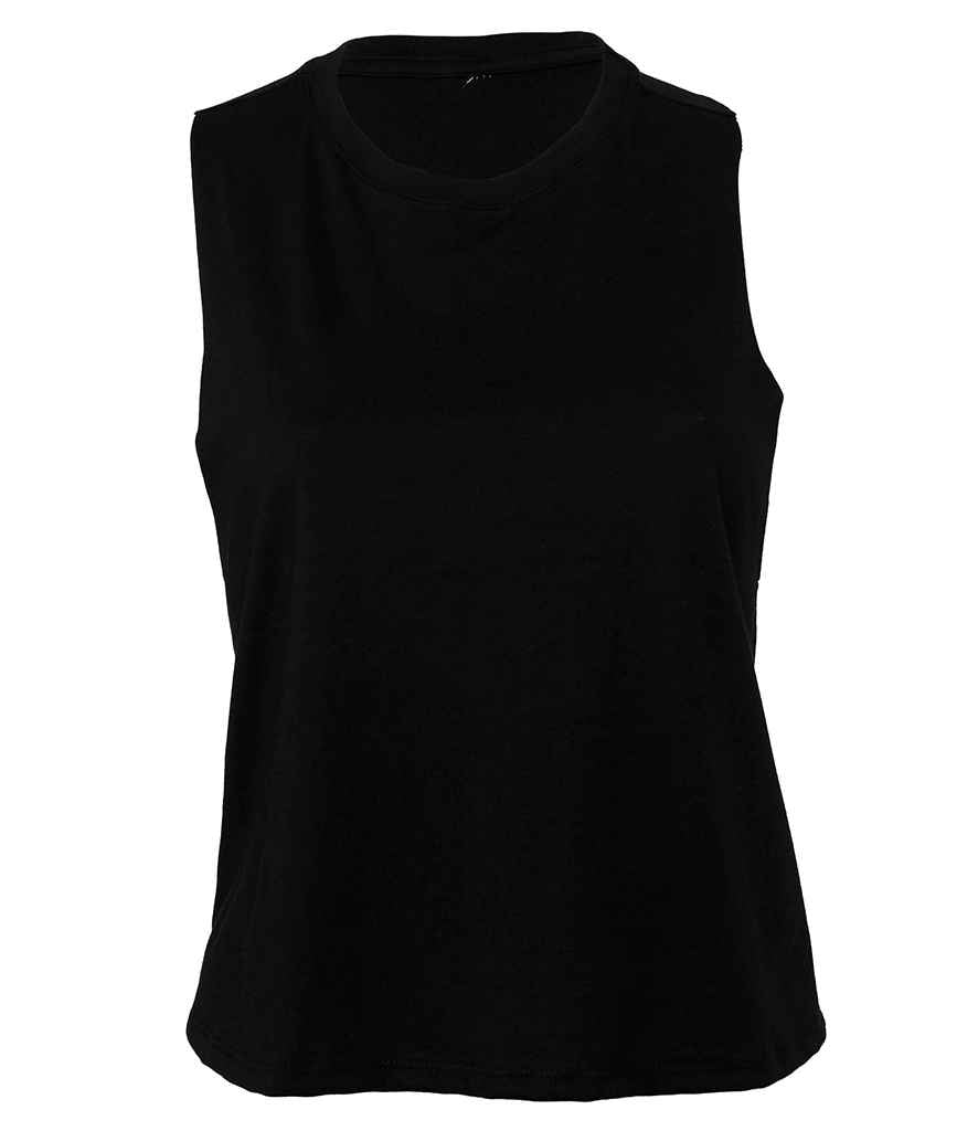 Bella Ladies Racer Back Cropped Tank Top | Black