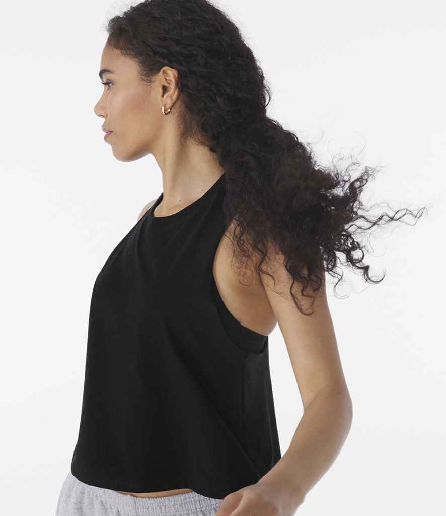 Bella Ladies Racer Back Cropped Tank Top | Black