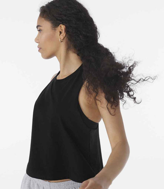 Bella Ladies Racer Back Cropped Tank Top | Black
