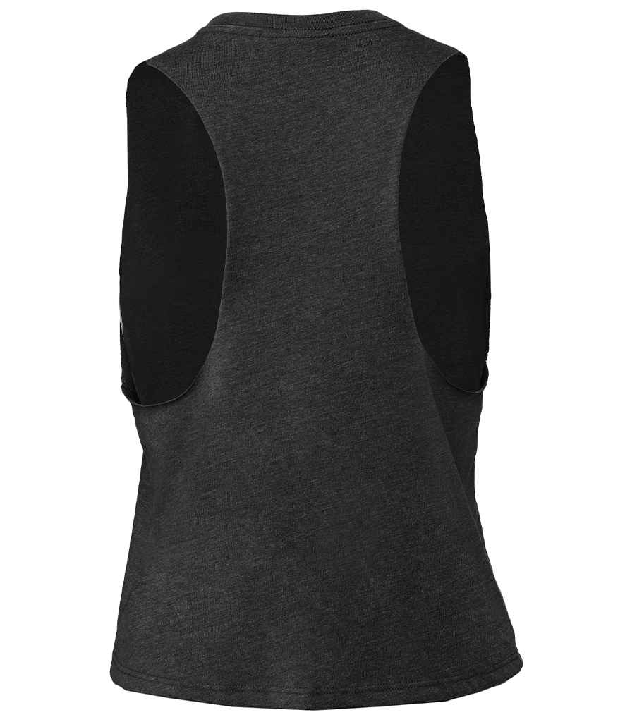 Bella Ladies Racer Back Cropped Tank Top | Dark Grey Heather