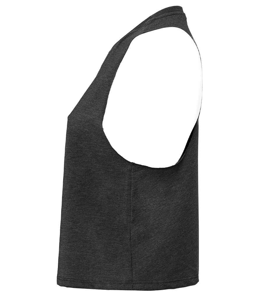 Bella Ladies Racer Back Cropped Tank Top | Dark Grey Heather