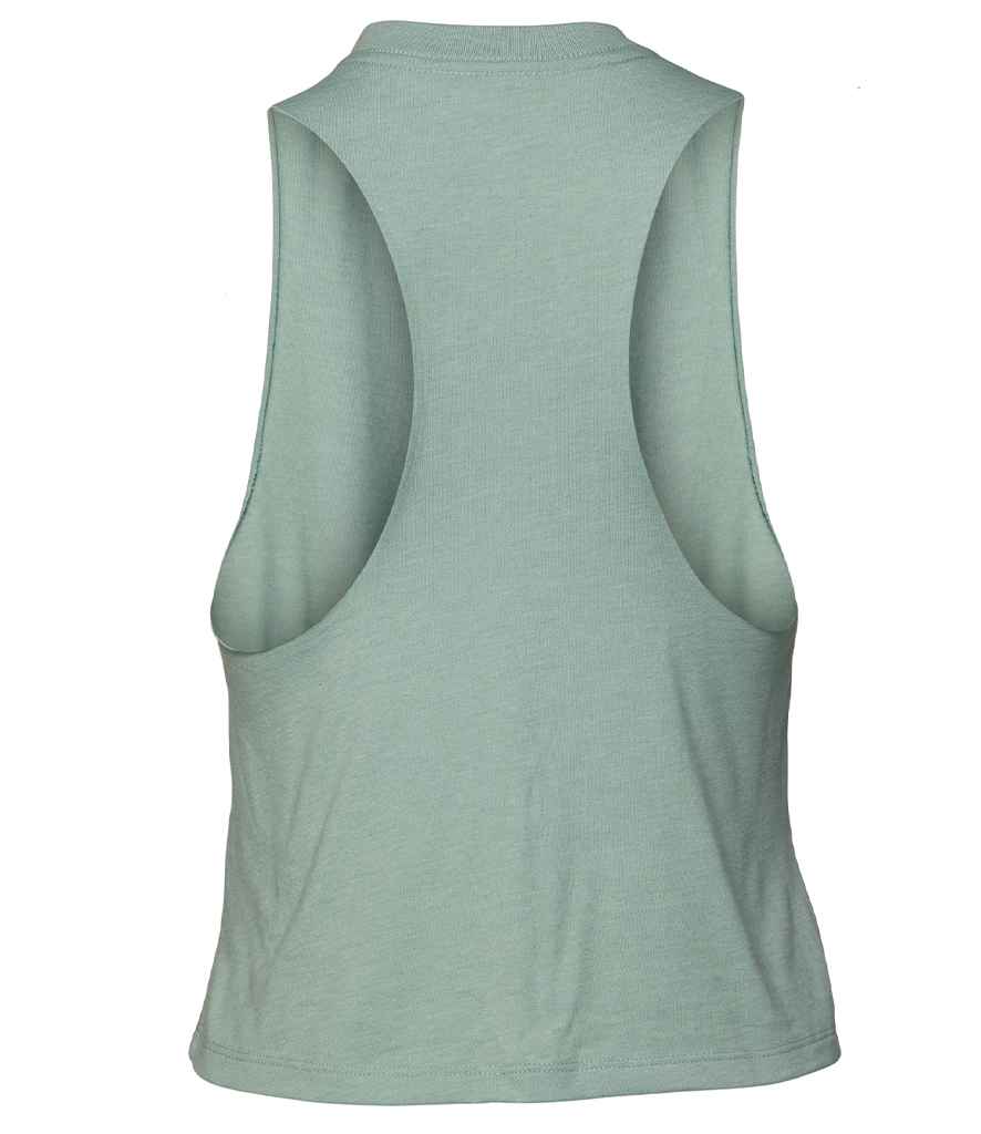 Bella Ladies Racer Back Cropped Tank Top | Heather Dusty Blue