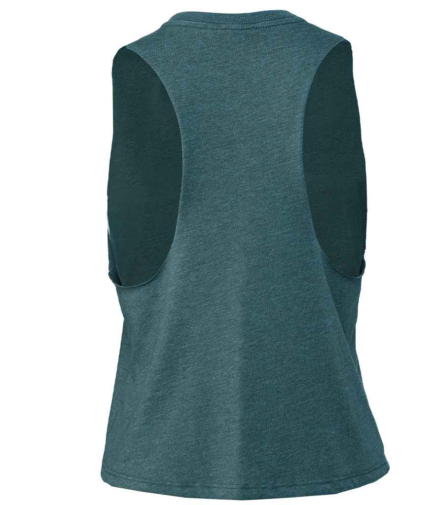 Bella Ladies Racer Back Cropped Tank Top | Heather Deep Teal