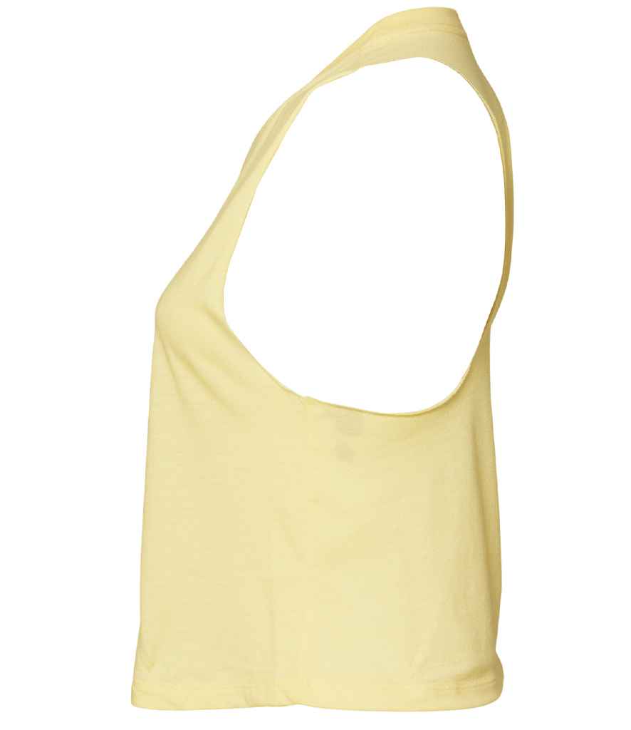 Bella Ladies Racer Back Cropped Tank Top | Heather French Vanilla