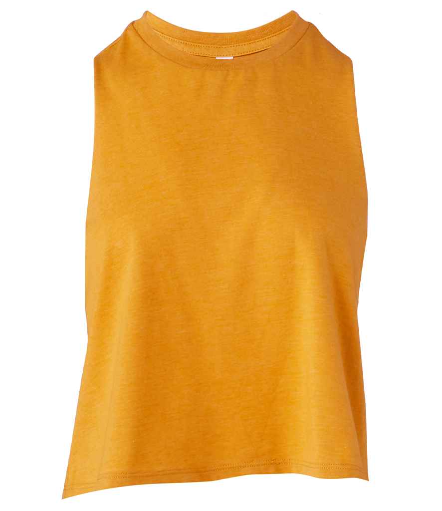 Bella Ladies Racer Back Cropped Tank Top | Heather Mustard