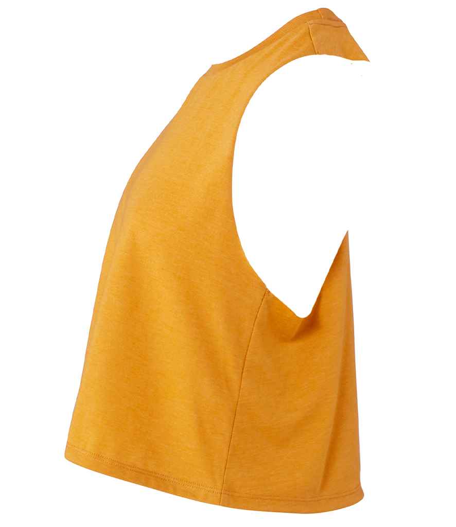 Bella Ladies Racer Back Cropped Tank Top | Heather Mustard