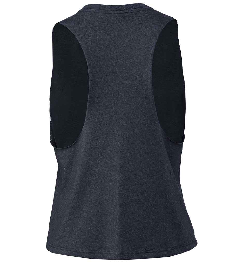 Bella Ladies Racer Back Cropped Tank Top | Heather Navy