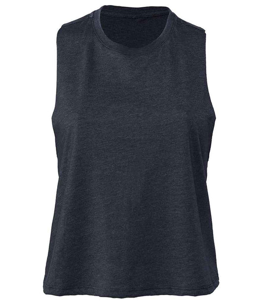 Bella Ladies Racer Back Cropped Tank Top | Heather Navy