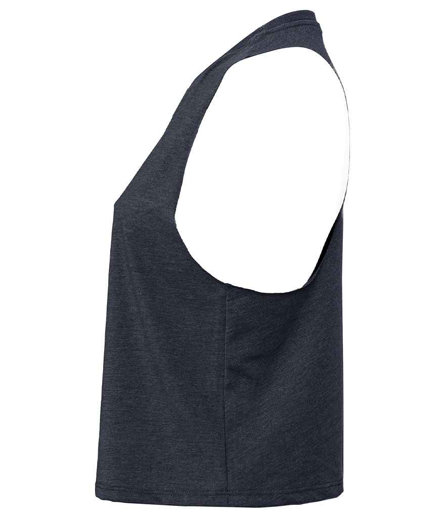 Bella Ladies Racer Back Cropped Tank Top | Heather Navy