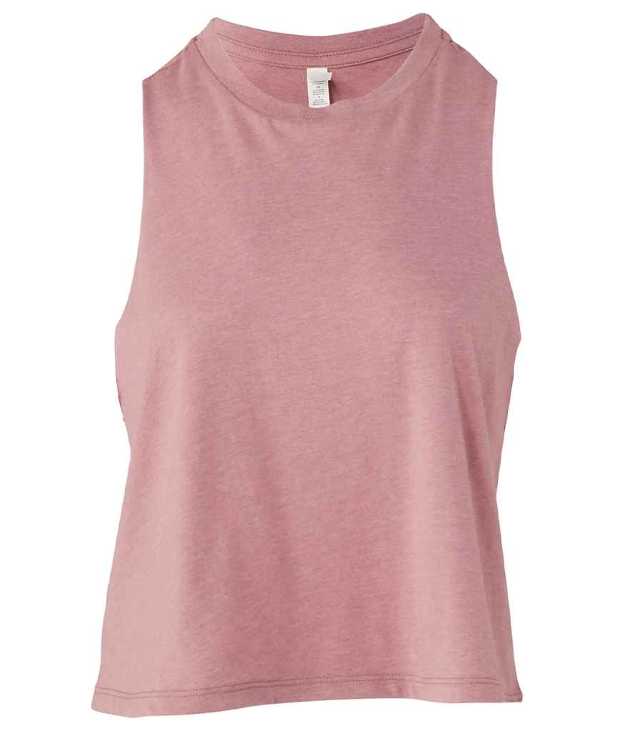 Bella Ladies Racer Back Cropped Tank Top | Heather Orchid