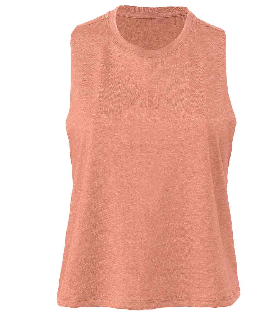 Bella Ladies Racer Back Cropped Tank Top | Heather Sunset