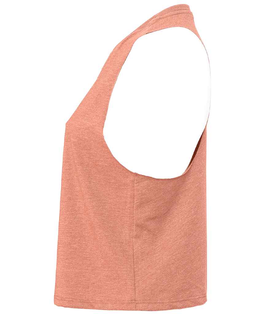 Bella Ladies Racer Back Cropped Tank Top | Heather Sunset