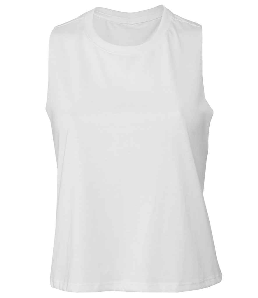 Bella Ladies Racer Back Cropped Tank Top | White
