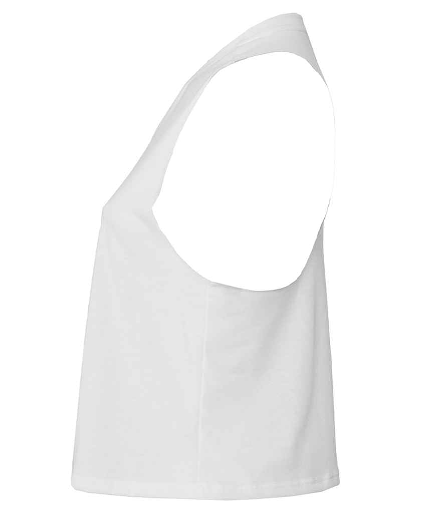 Bella Ladies Racer Back Cropped Tank Top | White