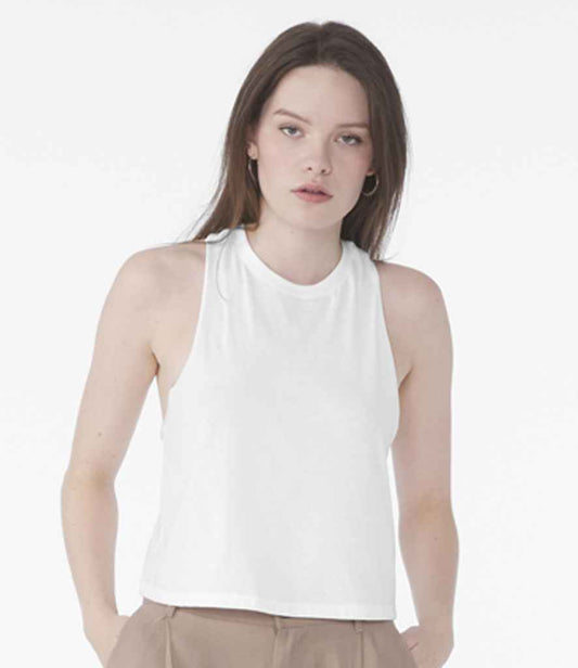 Bella Ladies Racer Back Cropped Tank Top | White