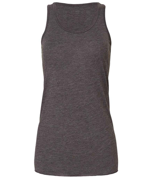 Bella Ladies Flowy Racer Back Tank Top | Dark Grey Heather