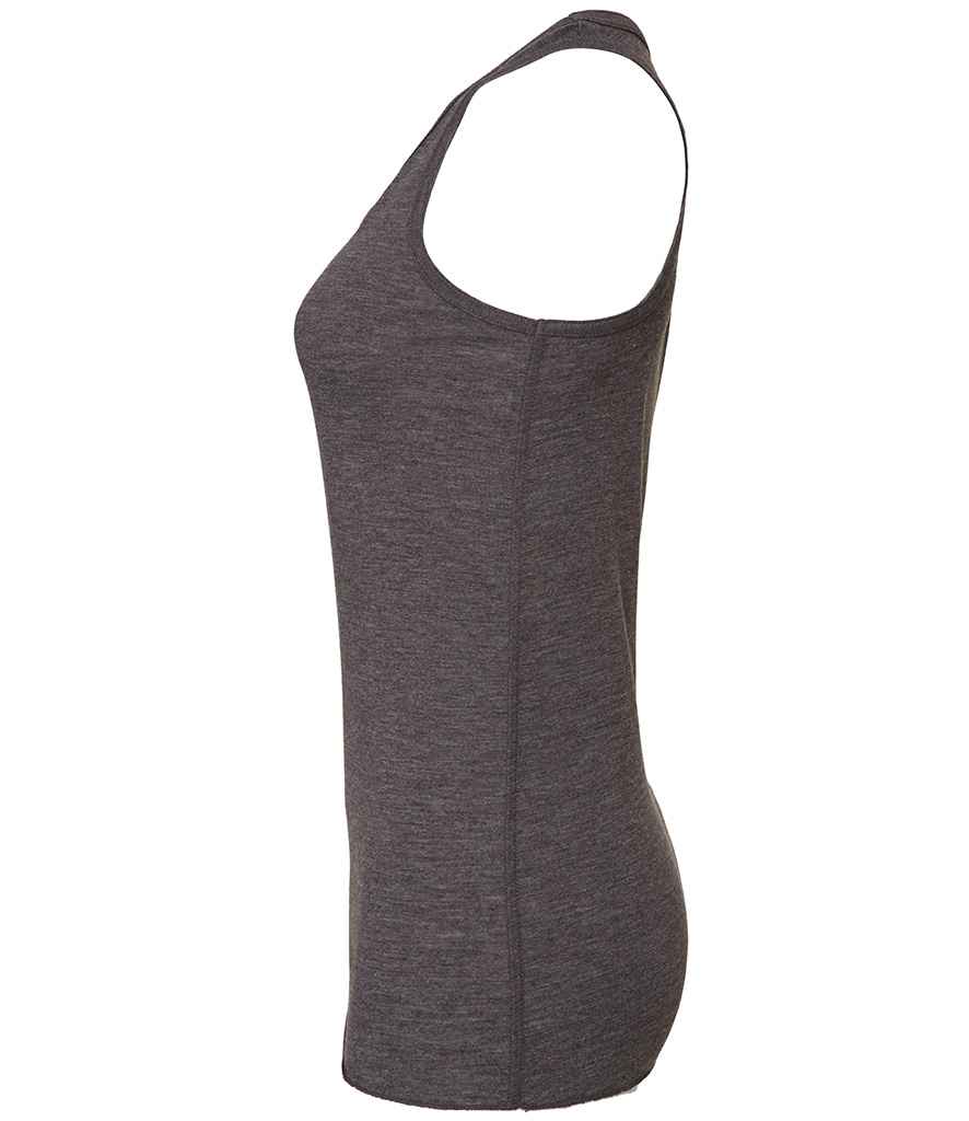 Bella Ladies Flowy Racer Back Tank Top | Dark Grey Heather