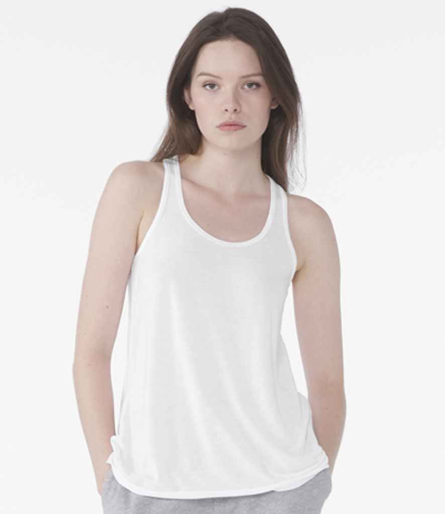 Bella Ladies Flowy Racer Back Tank Top | White