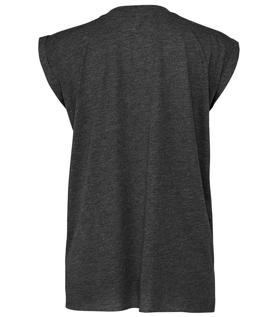 Bella Ladies Flowy Rolled Cuff Muscle T-Shirt | Dark Grey