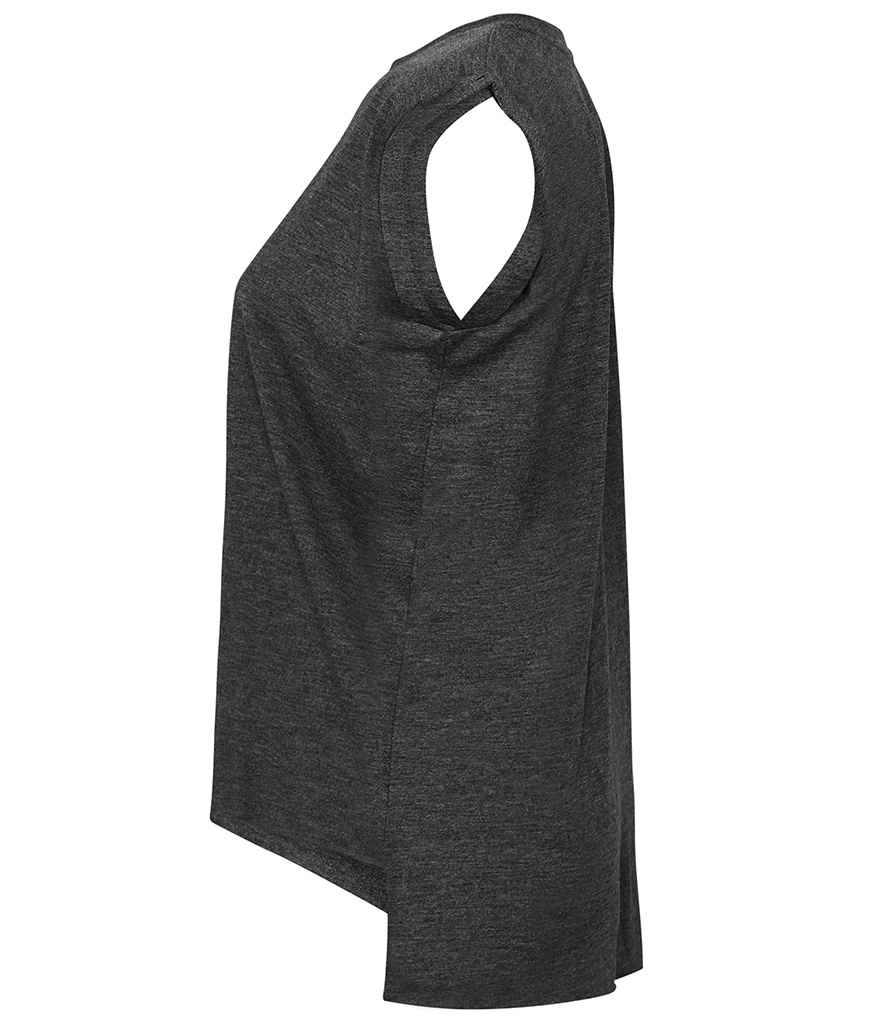 Bella Ladies Flowy Rolled Cuff Muscle T-Shirt | Dark Grey